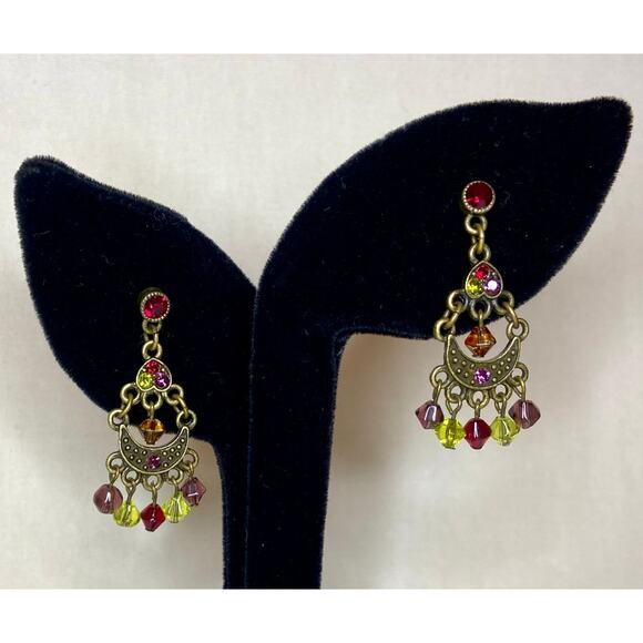Premier Designs Victorian Chandelier Earrings Antique Gold-Tone Crystals Boho - Picture 7 of 7